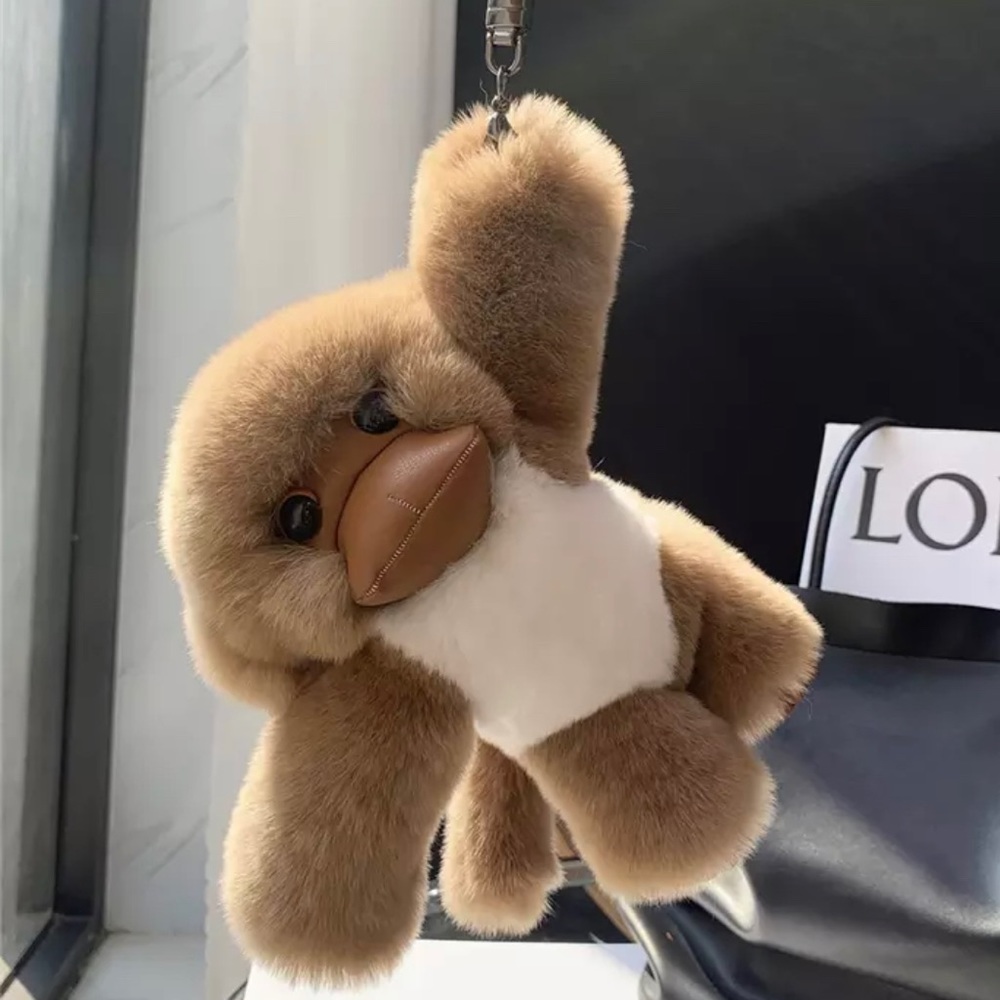Real Fur Monkey Keychain